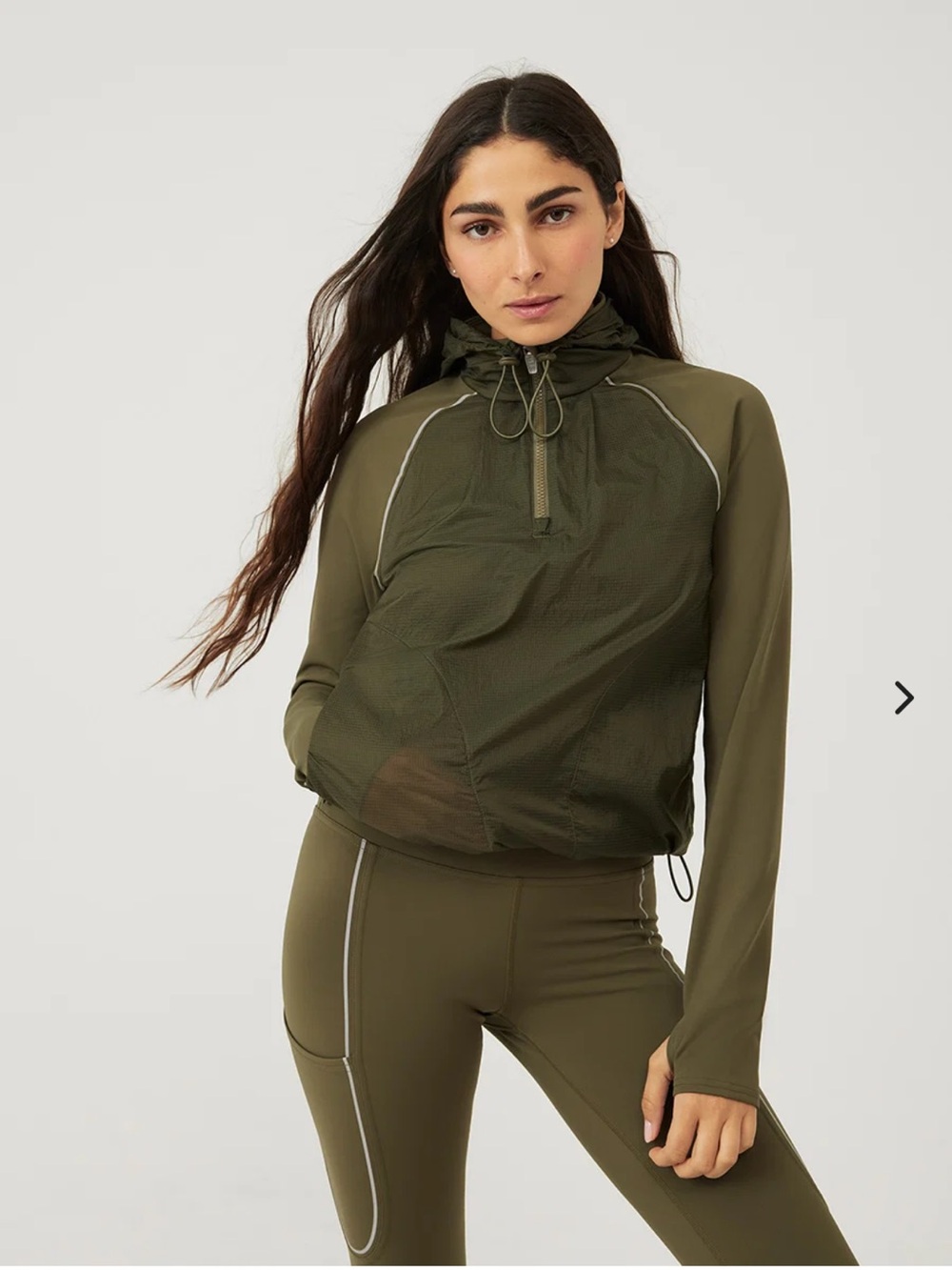 Outdoor Voices NEW Olive Green Lightweight Hooded Active Pullover, Small